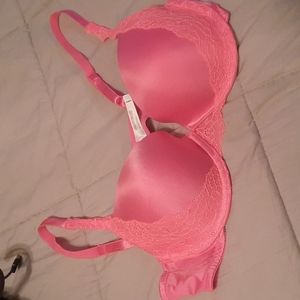 Wonder Bra pink with coral lace